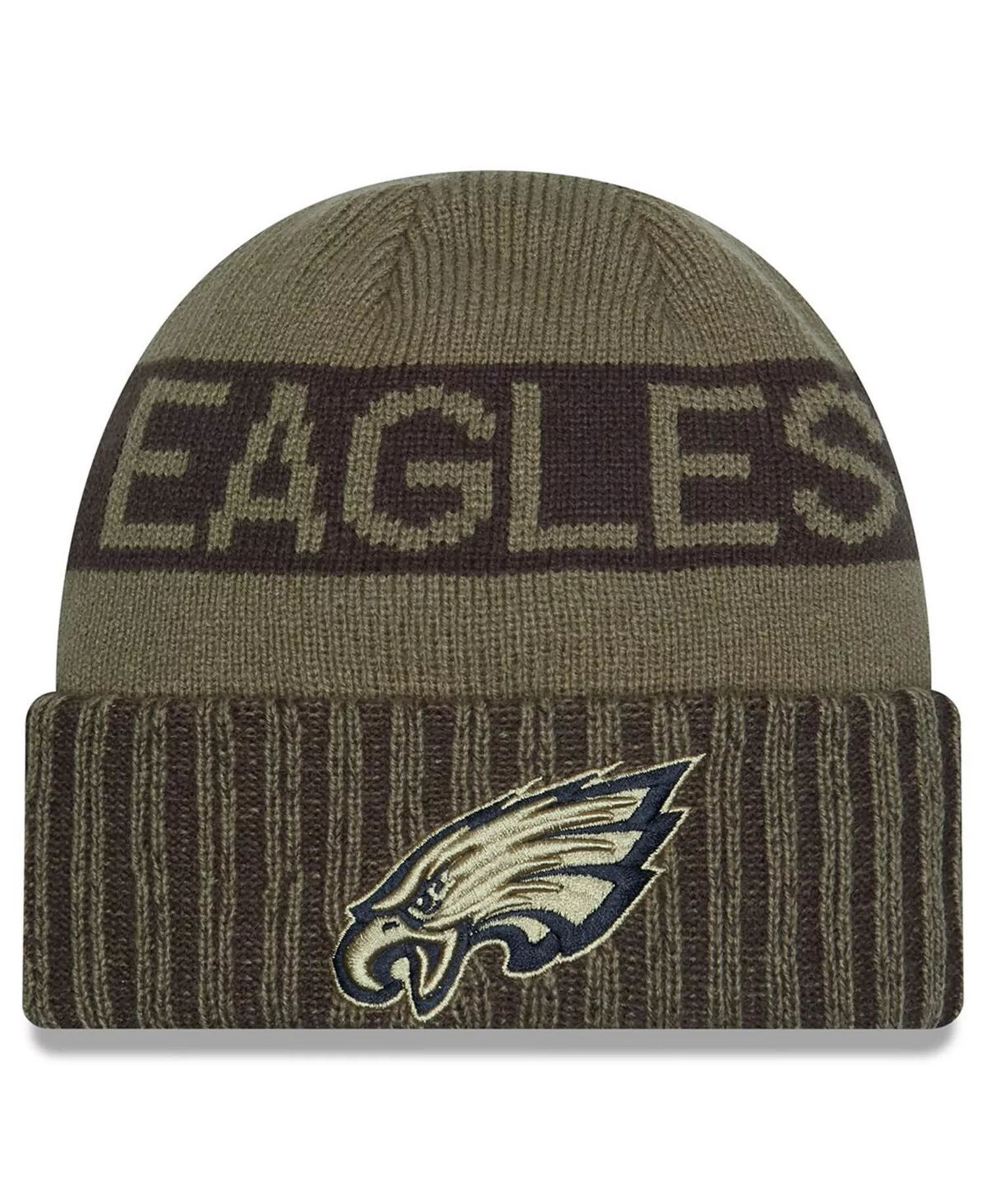 PHILADELPHIA EAGLES 2025 NFL SALUTE TO SERVICE CUFFED KNIT BEANIE - DARK GREEN
