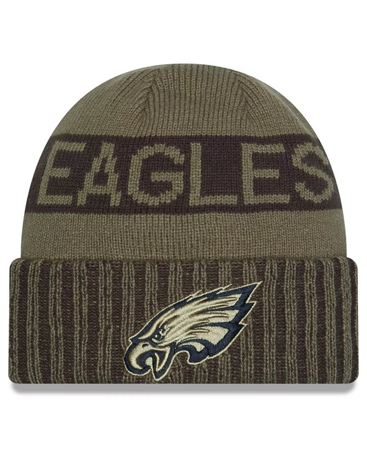 PHILADELPHIA EAGLES 2025 NFL SALUTE TO SERVICE CUFFED KNIT BEANIE - DARK GREEN