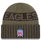 PHILADELPHIA EAGLES 2025 NFL SALUTE TO SERVICE CUFFED KNIT BEANIE - DARK GREEN