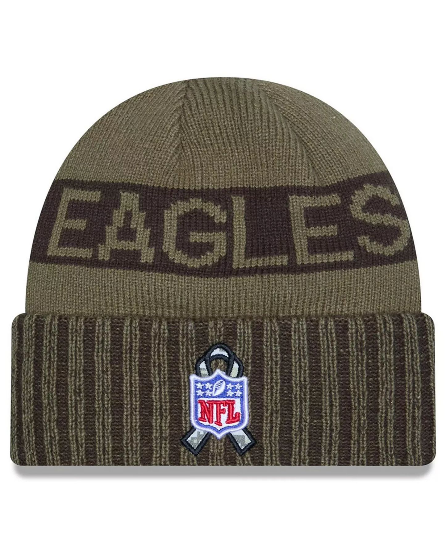 PHILADELPHIA EAGLES 2025 NFL SALUTE TO SERVICE CUFFED KNIT BEANIE - DARK GREEN