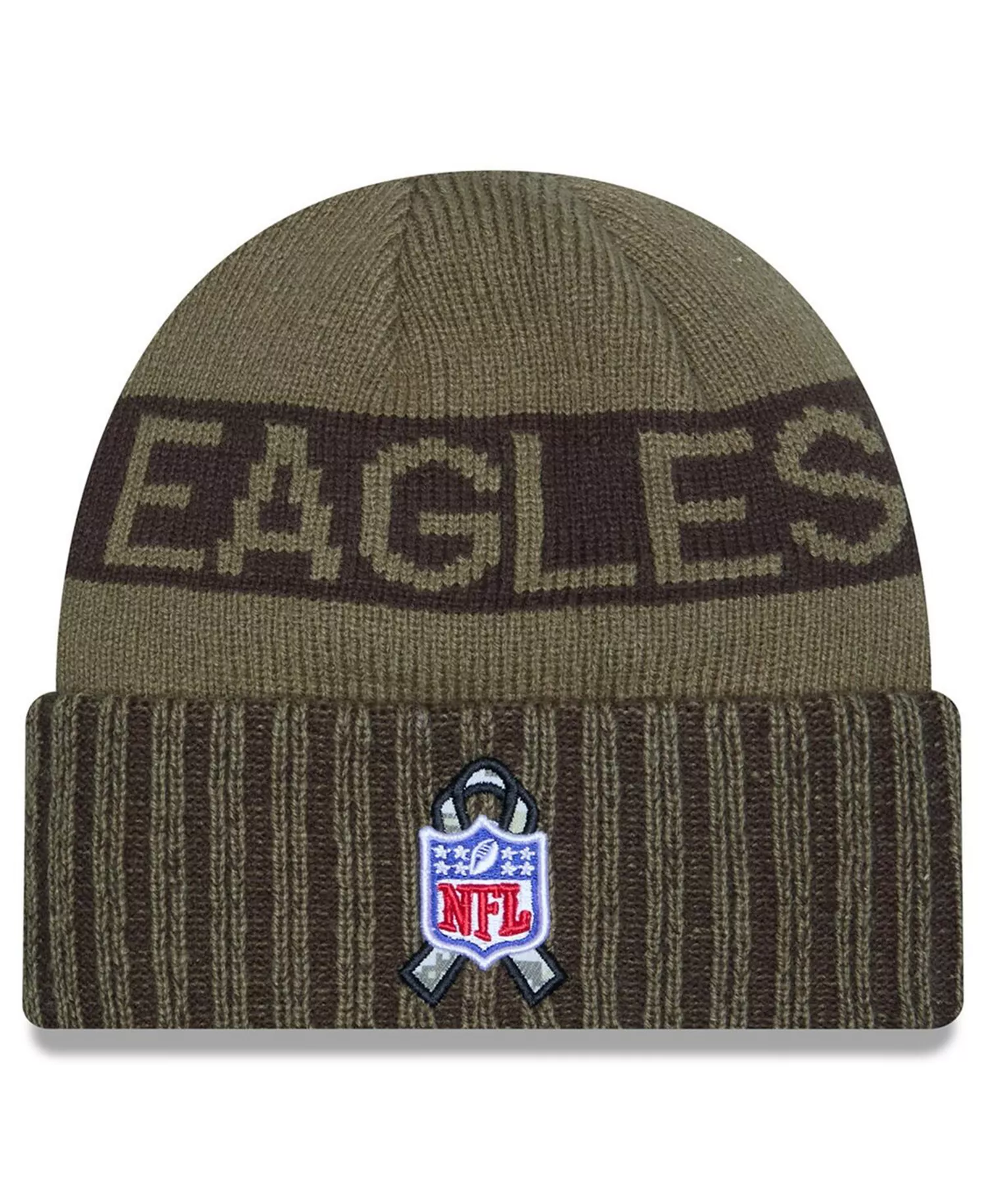 PHILADELPHIA EAGLES 2025 NFL SALUTE TO SERVICE CUFFED KNIT BEANIE - DARK GREEN