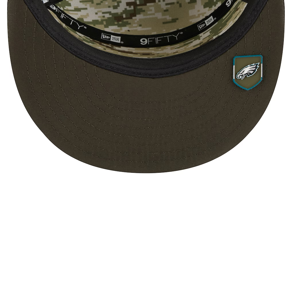 PHILADELPHIA EAGLES 2025 NFL SALUTE TO SERVICE SPLIT PANEL 9FIFTY SNAPBACK HAT - DARK GREEN
