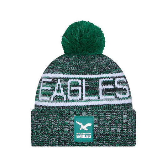 PHILADELPHIA EAGLES 2025 NFL SIDELINE COLD WEATHER RETRO CUFFED KNIT WITH POM - GREEN