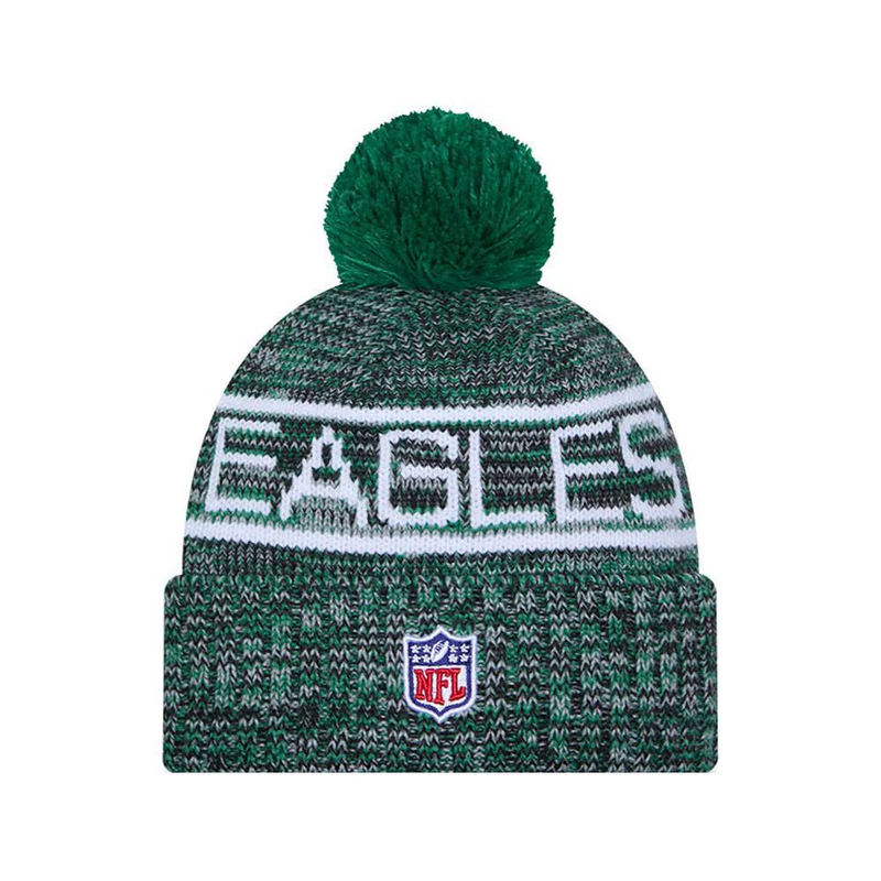 PHILADELPHIA EAGLES 2025 NFL SIDELINE COLD WEATHER RETRO CUFFED KNIT WITH POM - GREEN