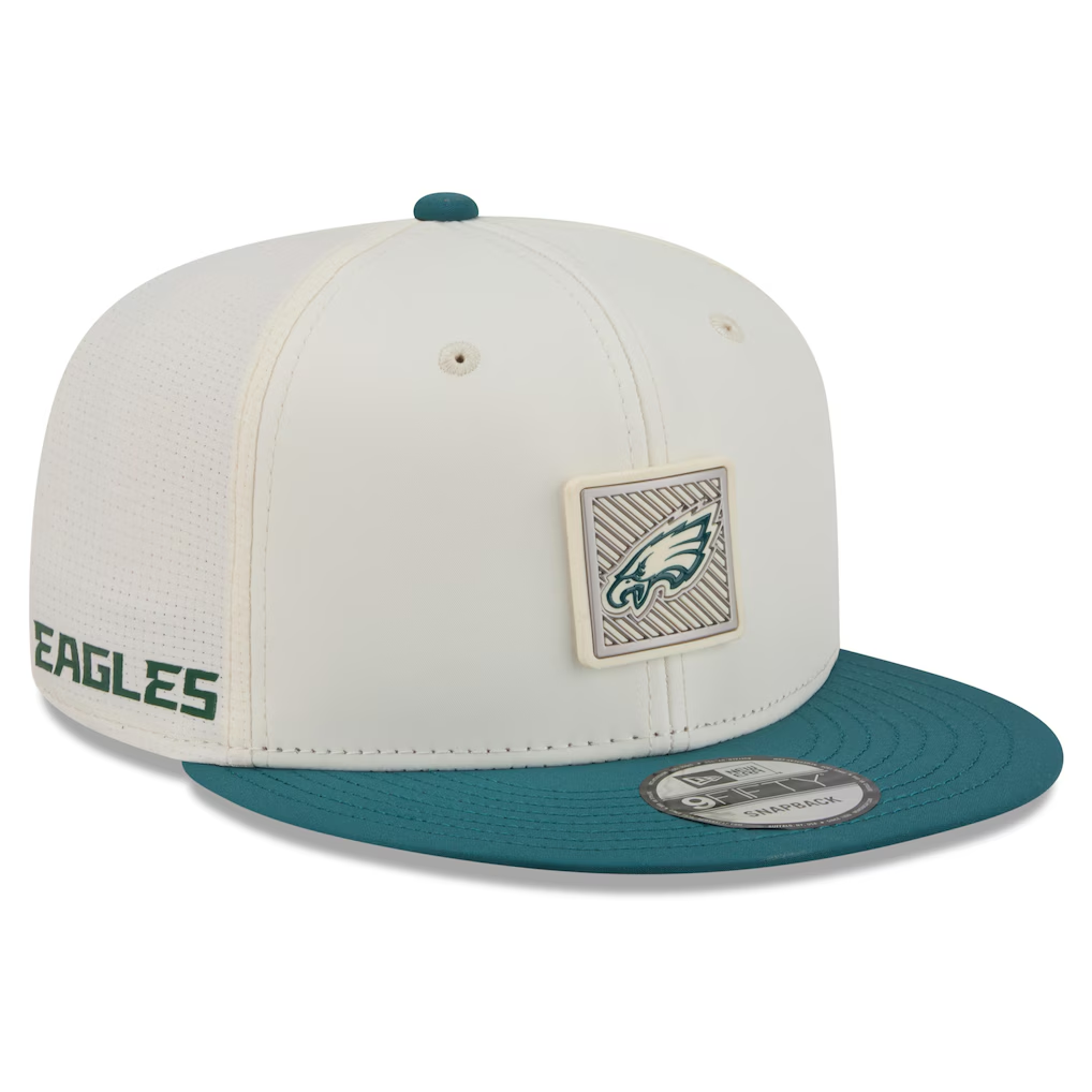 PHILADELPHIA EAGLES 2026 NFL TRAINING CAMP 9FIFTY SNAPBACK HAT - CHROME WHITE/GREEN