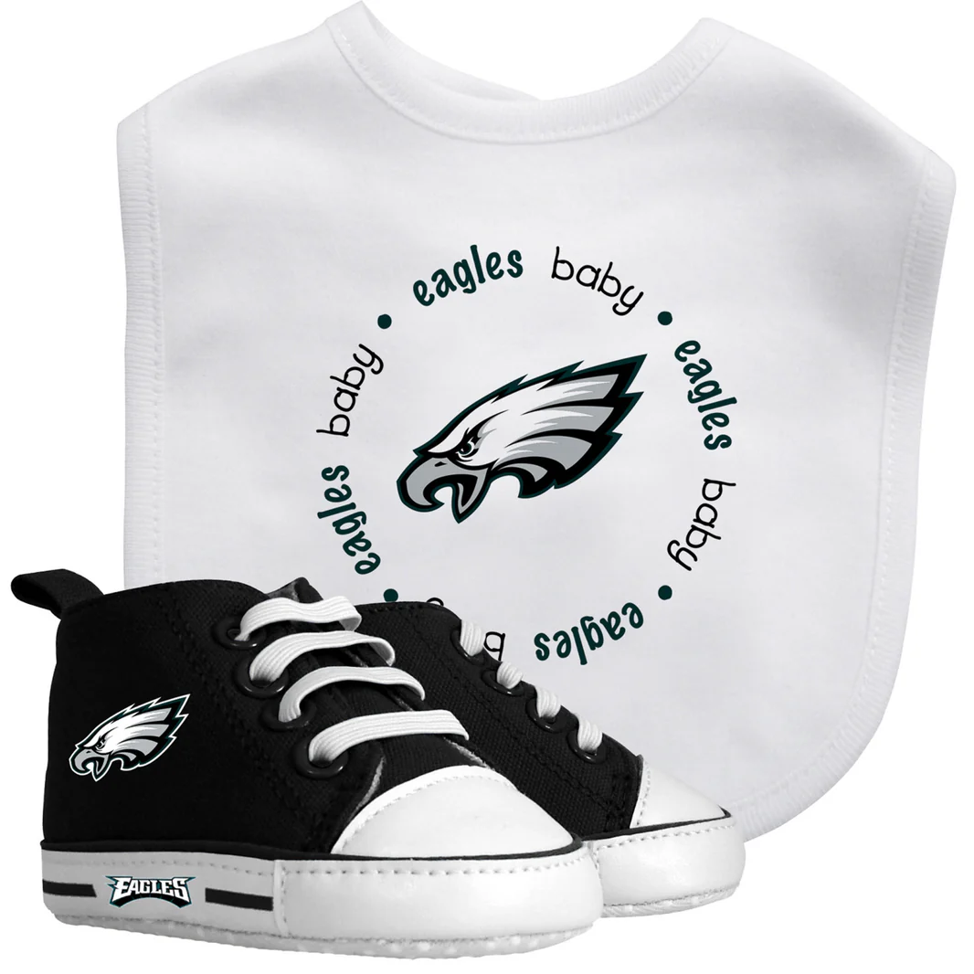 PHILADELPHIA EAGLES BABY 2-PIECE BIB AND PRE-WALKERS GIFT SET