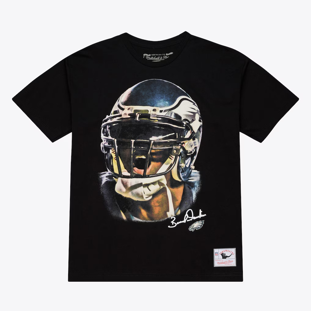 PHILADELPHIA EAGLES BRIAN DAWKINS MEN'S MITCHELL & NESS REAL BIG FACE T-SHIRT - BLACK