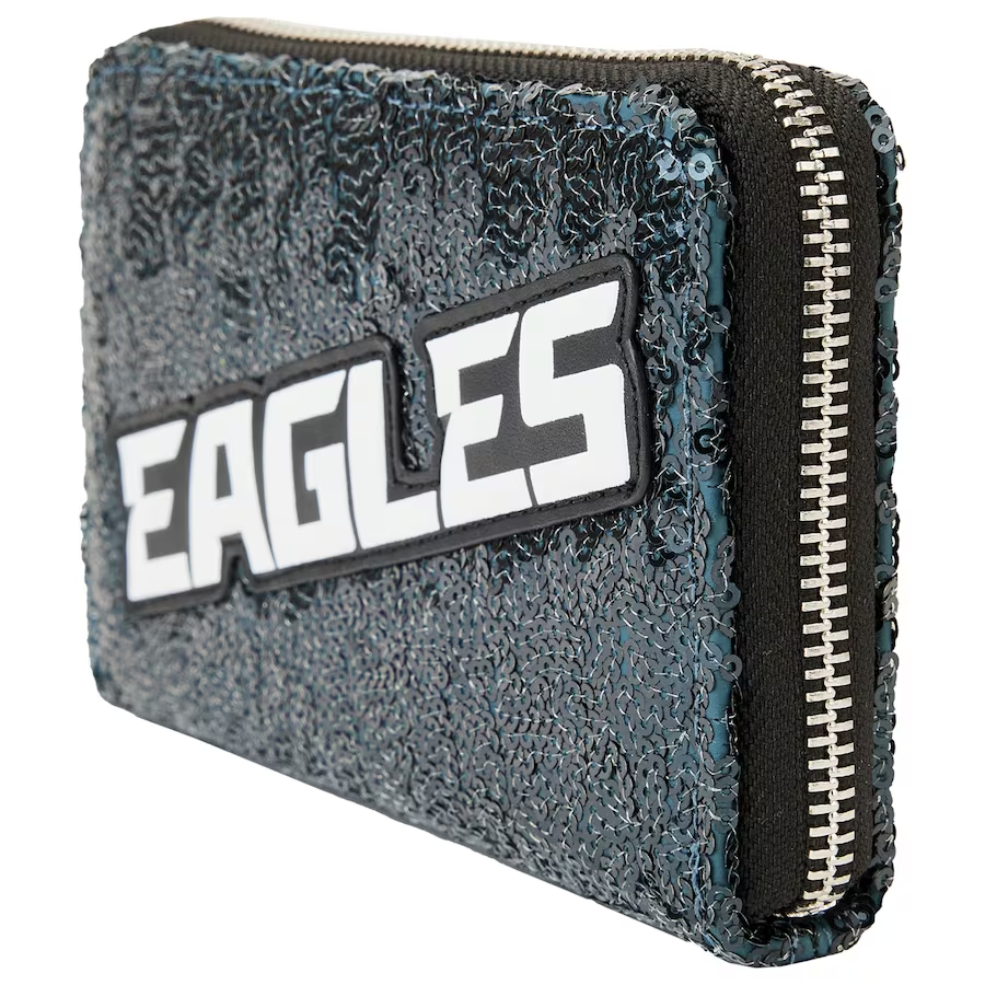 PHILADELPHIA EAGLES LOUNGEFLY SEQUIN ZIP AROUND WALLET