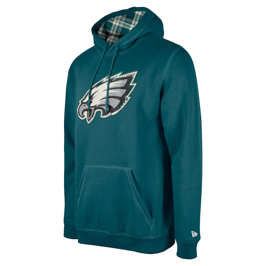 Men s New Era Midnight Green Philadelphia Eagles 3rd Down Plaid Pullover Hoodie Size 3XL
