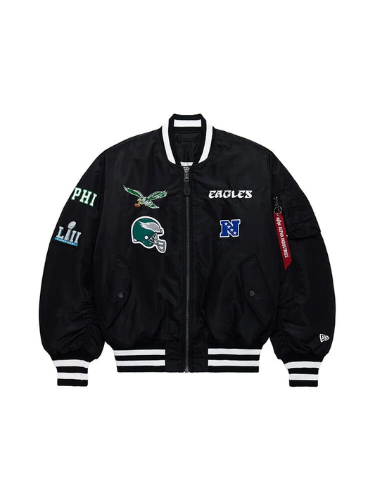 PHILADELPHIA EAGLES MEN'S ALPHA INDUSTRIES REVERSIBLE BOMBER JACKET - COOP