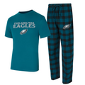 PHILADELPHIA EAGLES MEN'S COLLEGE CONCEPTS AVONDALE T-SHIRT & FLANNEL PANT SLEEPWEAR SET - GREEN/BLACK