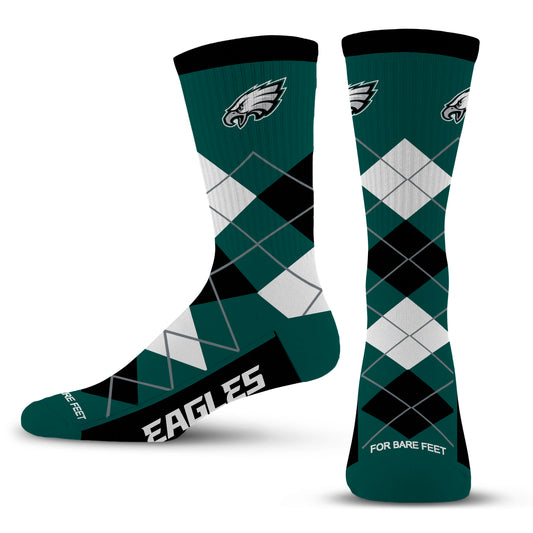 PHILADELPHIA EAGLES MEN'S FOR BARE FEET ARGYLE FYRE SOCKS