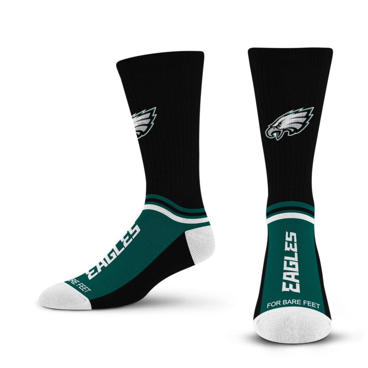 PHILADELPHIA EAGLES MEN'S FOR BARE FEET TEAM SLOPE SOCK - BLACK/GREEN