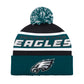 PHILADELPHIA EAGLES MEN'S STARTER LEGACY CUFFED KNIT WITH POM - GREEN/BLACK