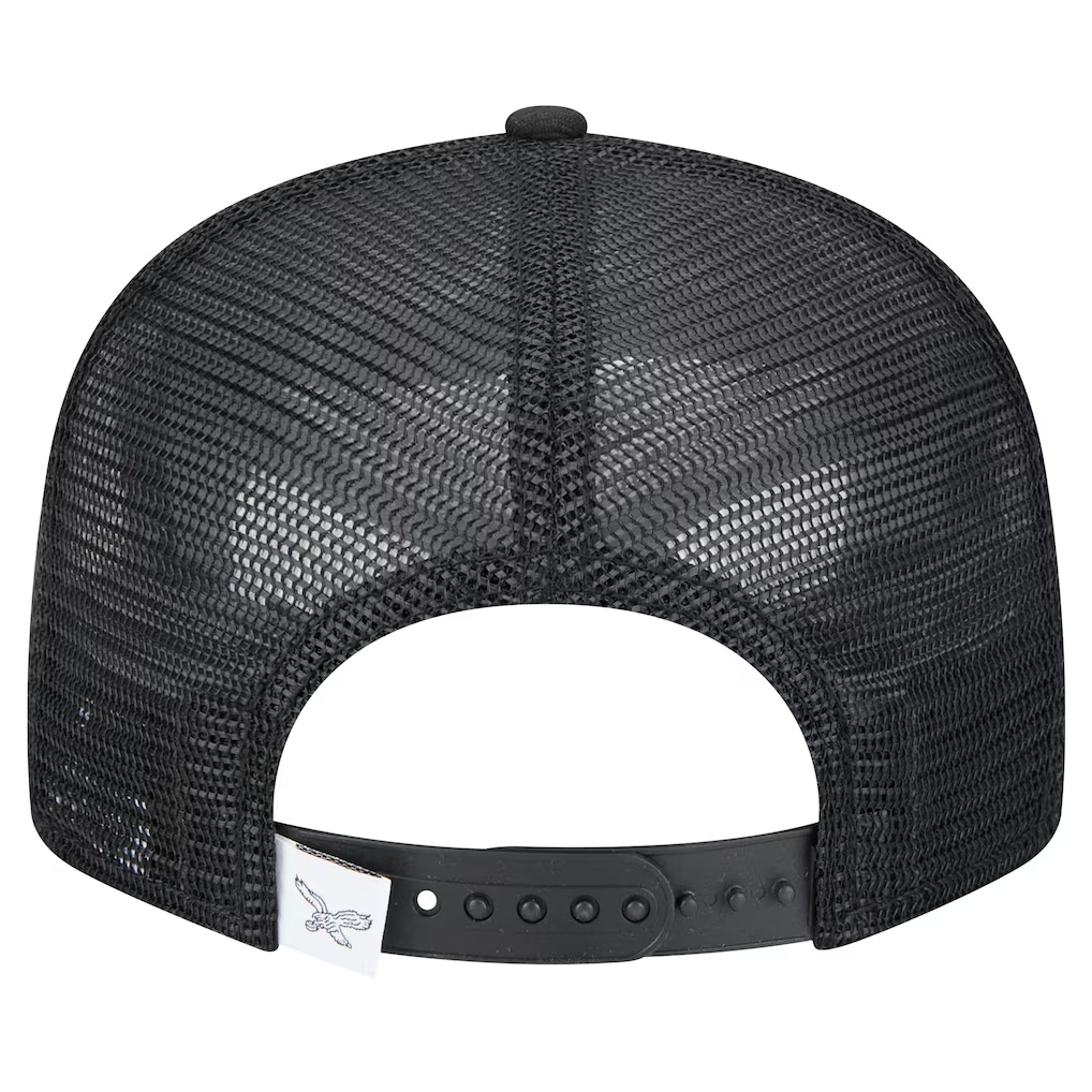 PHILADELPHIA EAGLES RETRO EVERGREEN TRUCKER 9FIFTY SNAPBACK HAT - BLACK/WHITE