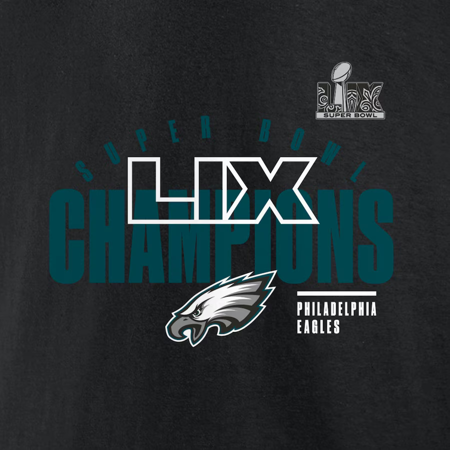 PHILADELPHIA EAGLES SUPER BOWL LIX CHAMPIONS MEN'S ICONIC VICTORY T-SHIRT - BLACK