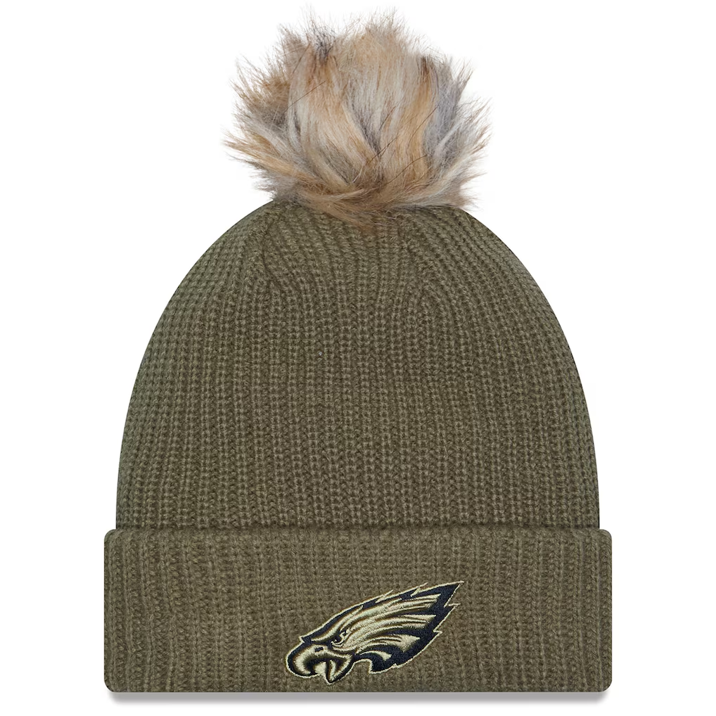 PHILADELPHIA EAGLES WOMEN'S 2025 NFL SALUTE TO SERVICE CUFFED KNIT BEANIE - GREEN
