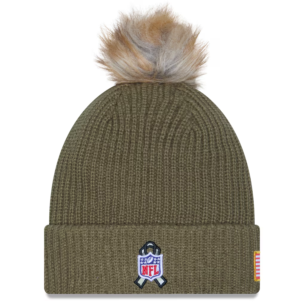 PHILADELPHIA EAGLES WOMEN'S 2025 NFL SALUTE TO SERVICE CUFFED KNIT BEANIE - GREEN