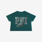 PHILADELPHIA EAGLES WOMEN'S FOCO RHINESTONE LOGO CROP TOP T-SHIRT - GREEN