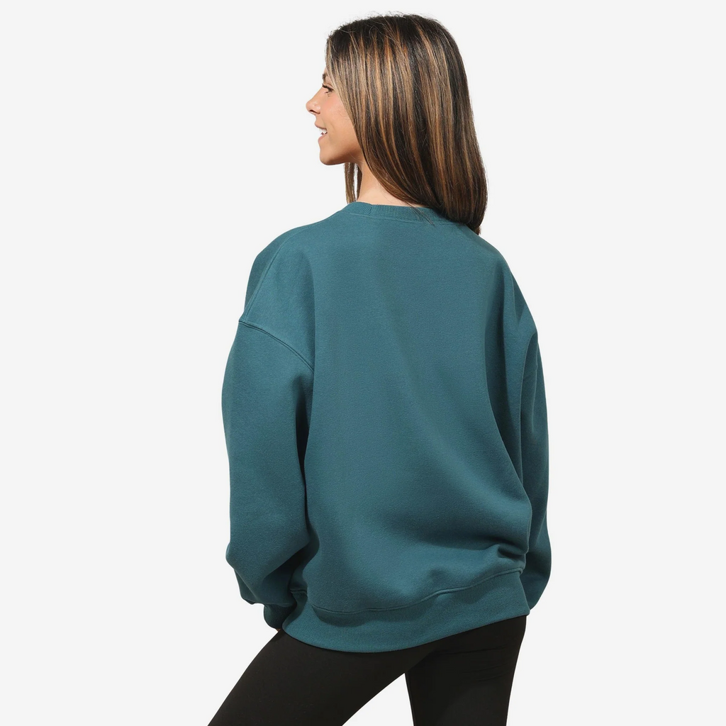 PHILADELPHIA EAGLES WOMEN'S FOCO RHINESTONE LOGO OVERSIZED CREW NECK SWEATSHIRT - GREEN