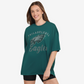 PHILADELPHIA EAGLES WOMEN'S FOCO RHINESTONE LOGO OVERSIZED T-SHIRT - GREEN