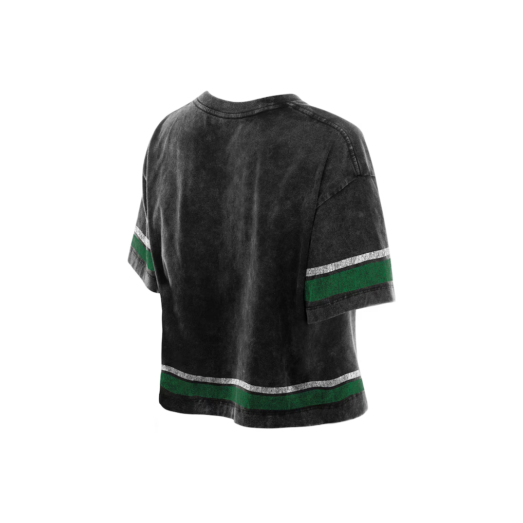 PHILADELPHIA EAGLES WOMEN'S NEW ERA LIFE STYLE STONE WASH BOXY CROPPED T-SHIRT - BLACK