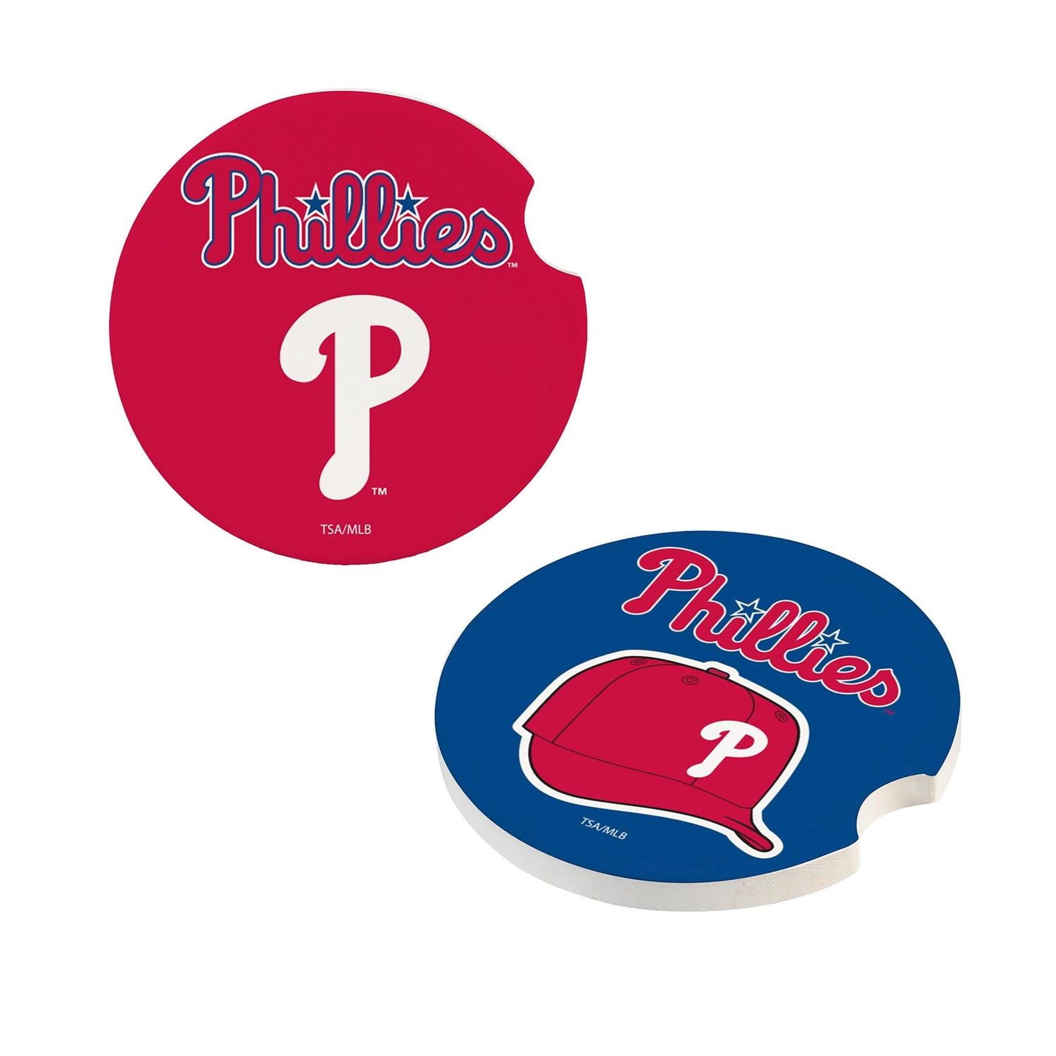 PHILADELPHIA PHILLIES 2-PIECE CAR COASTER SET