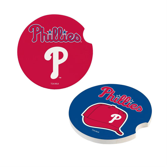 PHILADELPHIA PHILLIES 2-PIECE CAR COASTER SET