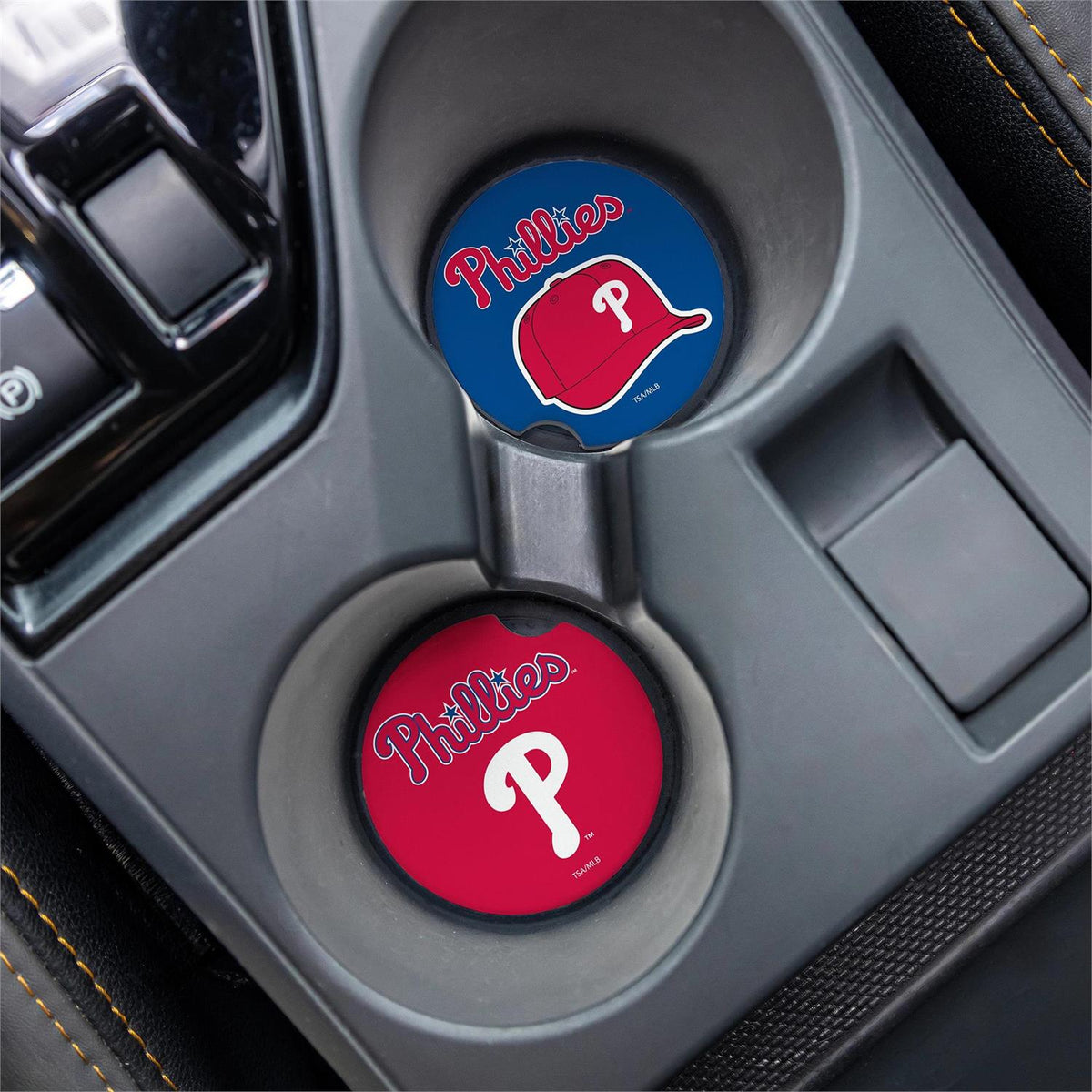 PHILADELPHIA PHILLIES 2-PIECE CAR COASTER SET