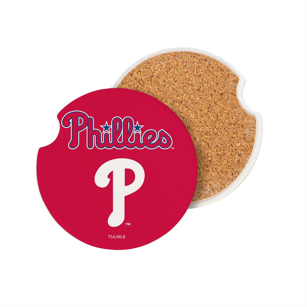 PHILADELPHIA PHILLIES 2-PIECE CAR COASTER SET
