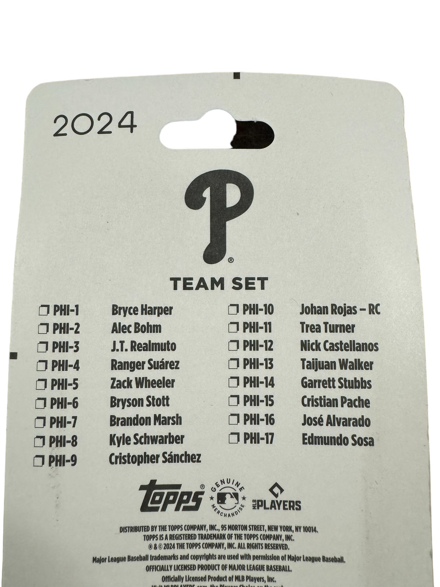 PHILADELPHIA PHILLIES 2024 TOPPS TEAM SET