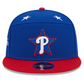 PHILADELPHIA PHILLIES 2025 MLB ALL-STAR GAME WORKOUT SPLIT PANEL 9FIFTY SNAPBACK HAT - BLUE/RED