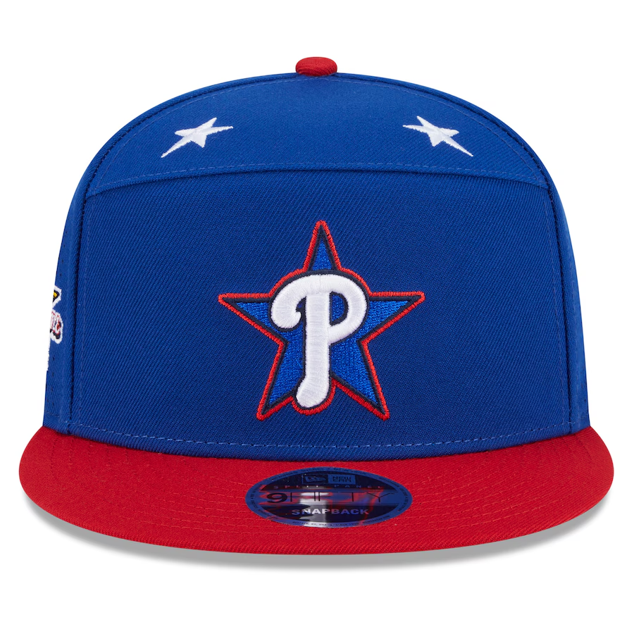 PHILADELPHIA PHILLIES 2025 MLB ALL-STAR GAME WORKOUT SPLIT PANEL 9FIFTY SNAPBACK HAT - BLUE/RED