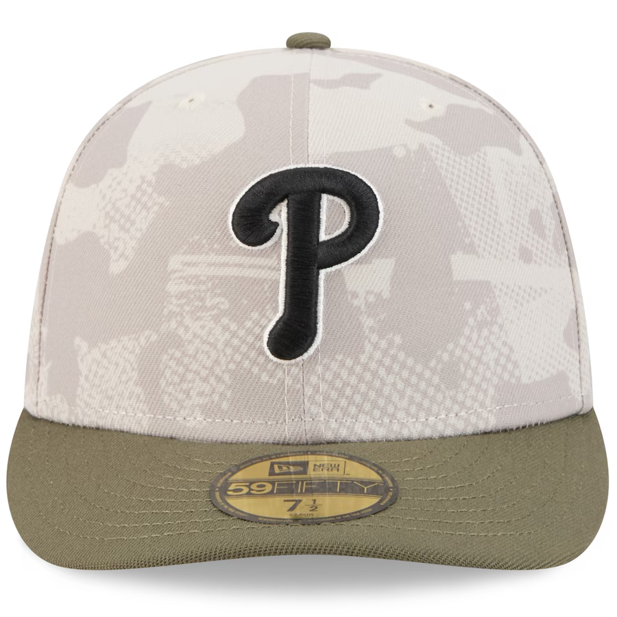 PHILADELPHIA PHILLIES 2025 MLB ARMED FORCES 59FIFTY FITTED HAT - STONE/OLIVE