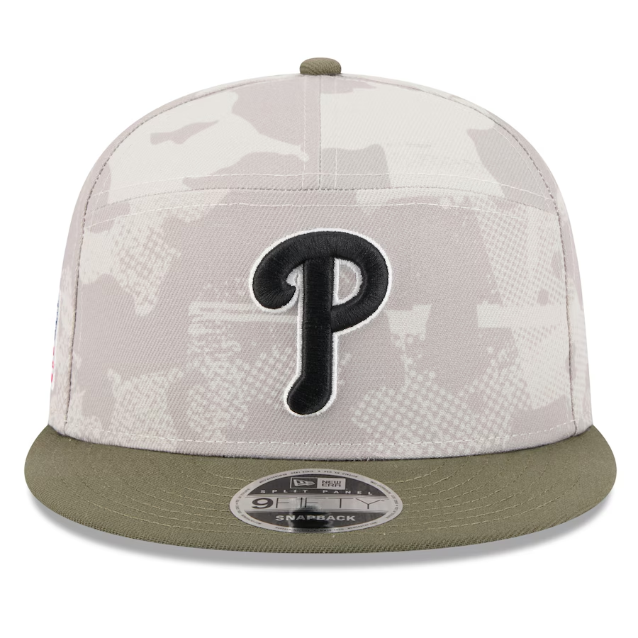 PHILADELPHIA PHILLIES 2025 MLB ARMED FORCES 9FIFTY SNAPBACK HAT - STONE/OLIVE