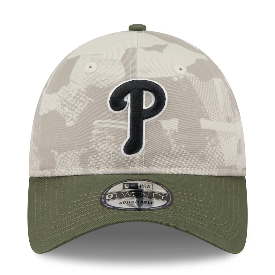 PHILADELPHIA PHILLIES 2025 MLB ARMED FORCES 9TWENTY ADJUSTABLE HAT - STONE/OLIVE