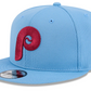 PHILADELPHIA PHILLIES 2025 MLB CLUBHOUSE ALTERNATE 9FIFTY SNAPBACK HAT - SKY BLUE