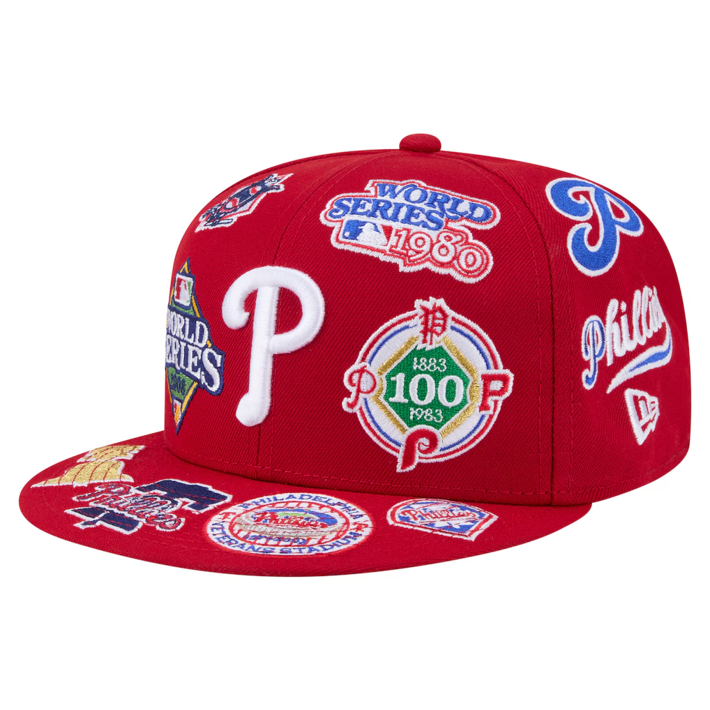 PHILADELPHIA PHILLIES ALL OVER PATCH 9FIFTY SNAPBACK HAT - RED