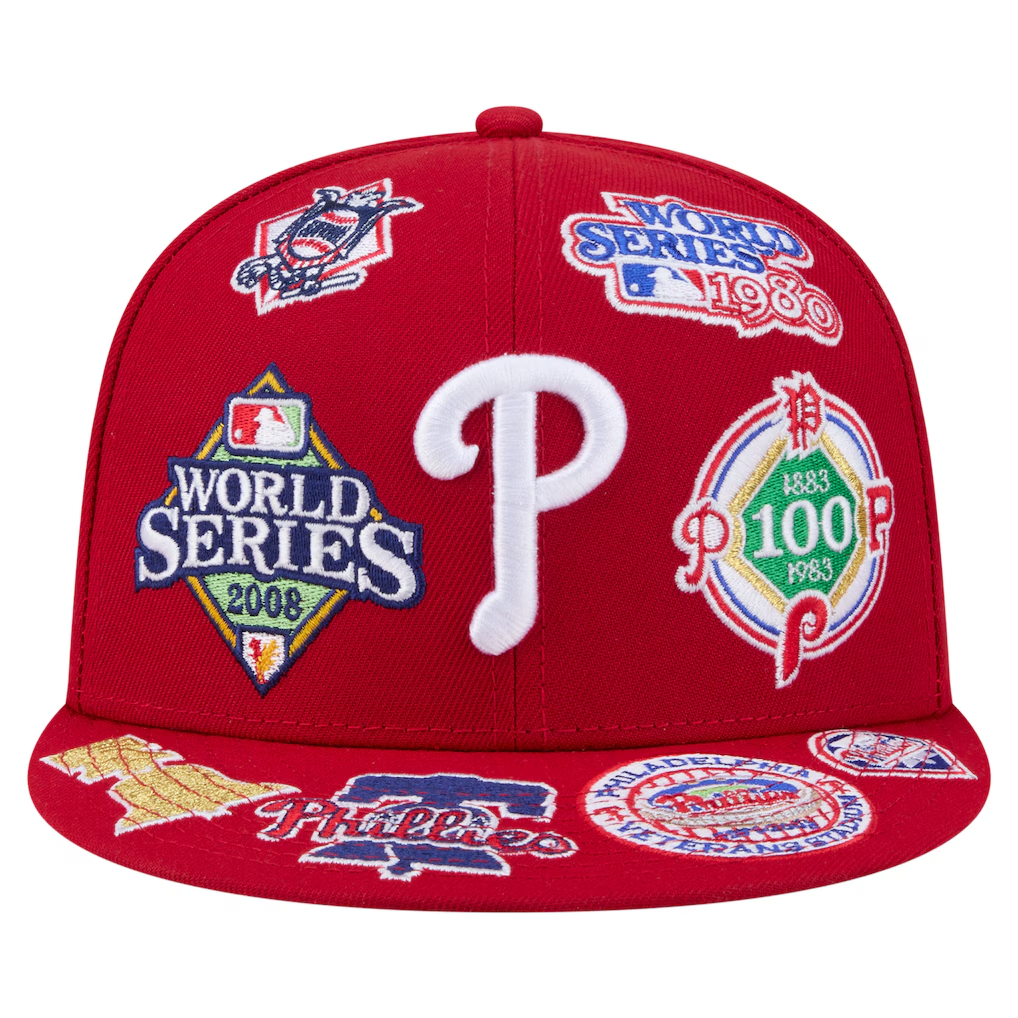 PHILADELPHIA PHILLIES ALL OVER PATCH 9FIFTY SNAPBACK HAT - RED