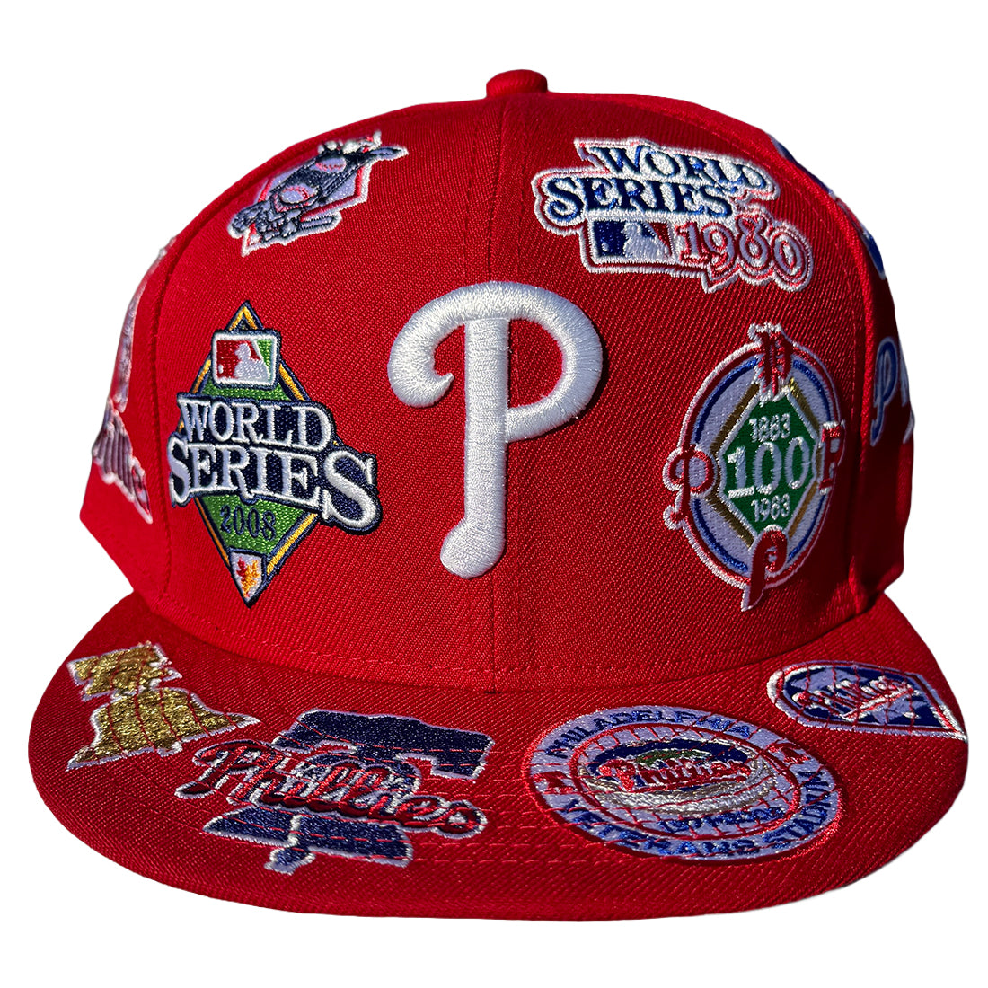 PHILADELPHIA PHILLIES ALL OVER PATCH 9FIFTY SNAPBACK HAT - RED