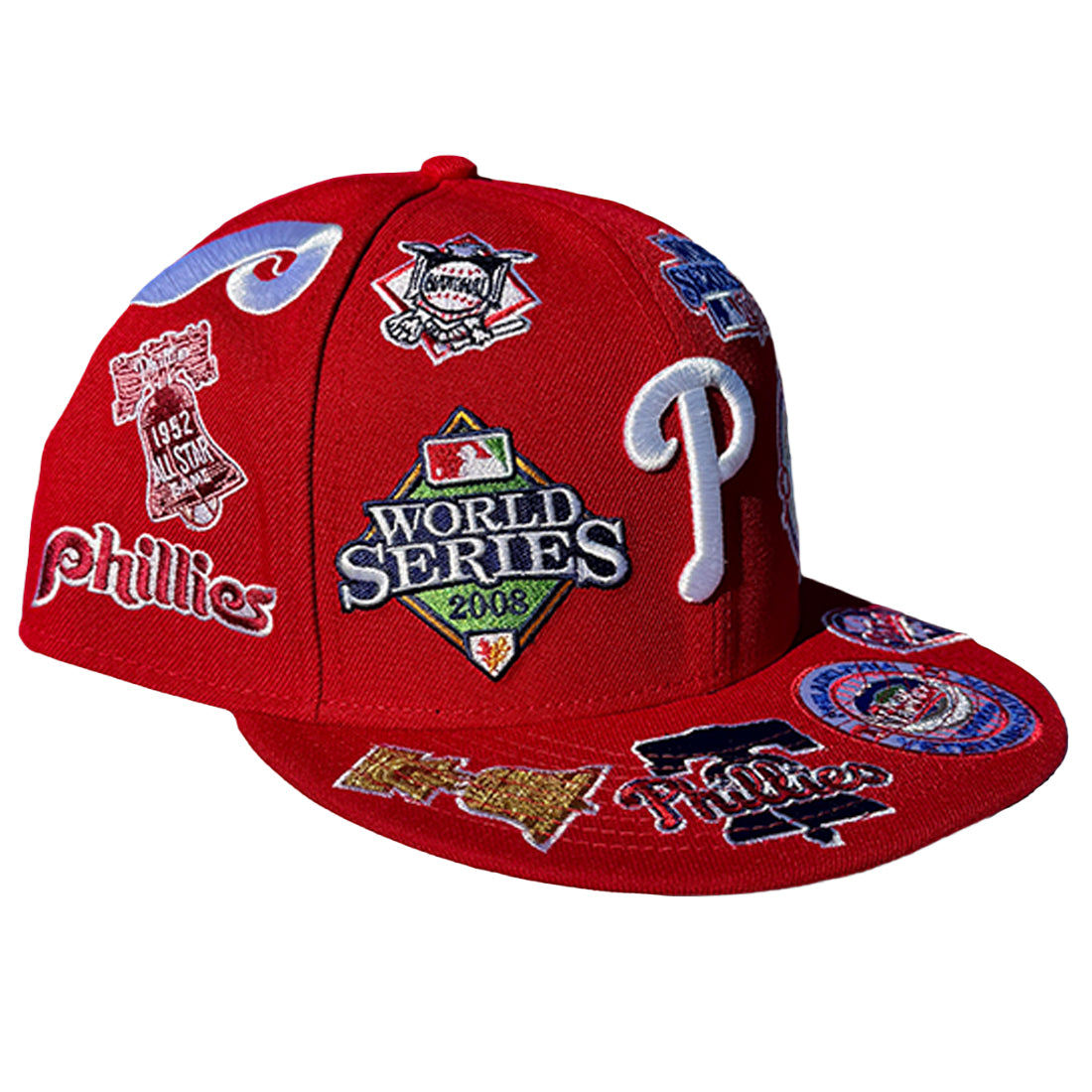 PHILADELPHIA PHILLIES ALL OVER PATCH 9FIFTY SNAPBACK HAT - RED