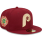 PHILADELPHIA PHILLIES LAUREL SIDEPATCH 59FIFTY FITTED HAT - MAROON