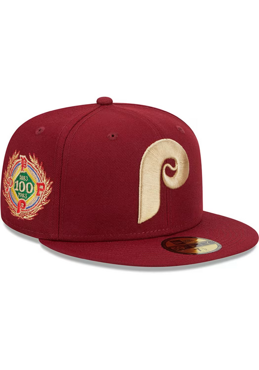 PHILADELPHIA PHILLIES LAUREL SIDEPATCH 59FIFTY FITTED HAT - MAROON