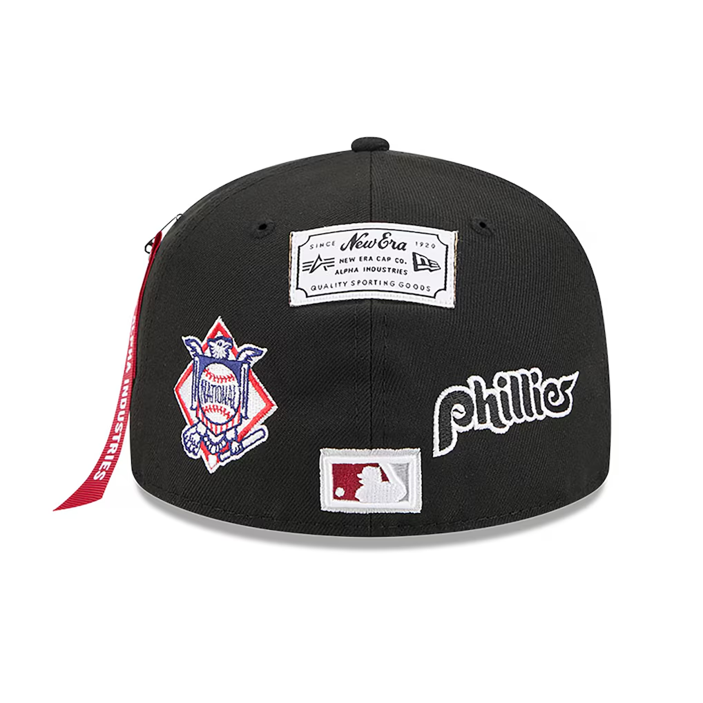 PHILADELPHIA PHILLIES NEW ERA X ALPHA INDUSTRIES 59FIFTY FITTED HAT - BLACK