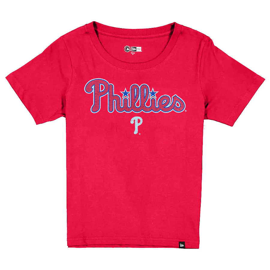PHILADELPHIA PHILLIES WOMEN'S NEW ERA EVERGREEN BASIC T-SHIRT - RED