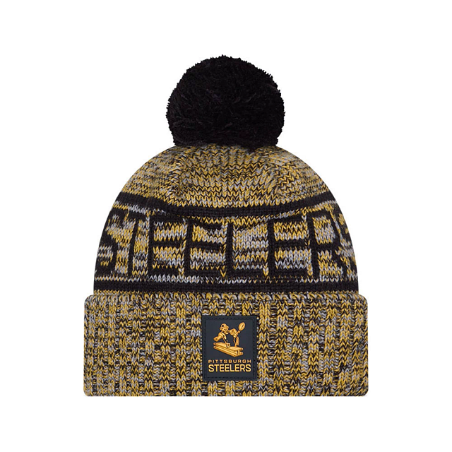 PITTBURGH STEELERS 2025 NFL SIDELINE COLD WEATHER RETRO CUFFED KNIT WITH POM - GOLD
