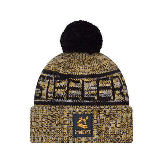 PITTBURGH STEELERS 2025 NFL SIDELINE COLD WEATHER RETRO CUFFED KNIT WITH POM - GOLD