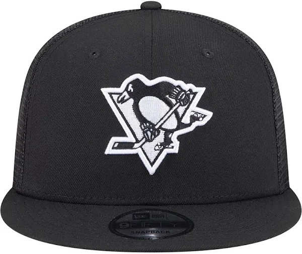 PITTSBURGH PENGUINS EVERGREEN TRUCKER 9FIFTY SNAPBACK HAT - BLACK/WHITE