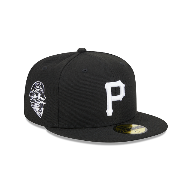 GORRA AJUSTADA 59FIFTY DEL JUEGO ALL-STAR DE 1959 CON PARCHE LATERAL DE LOS PIRATAS DE PITTSBURGH - NEGRO/BLANCO