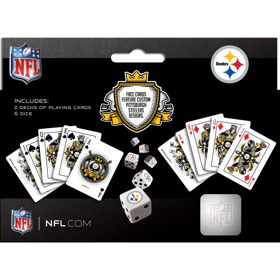 PITTSBURGH STEELERS JUEGO DE 2 TARJETAS Y DADOS